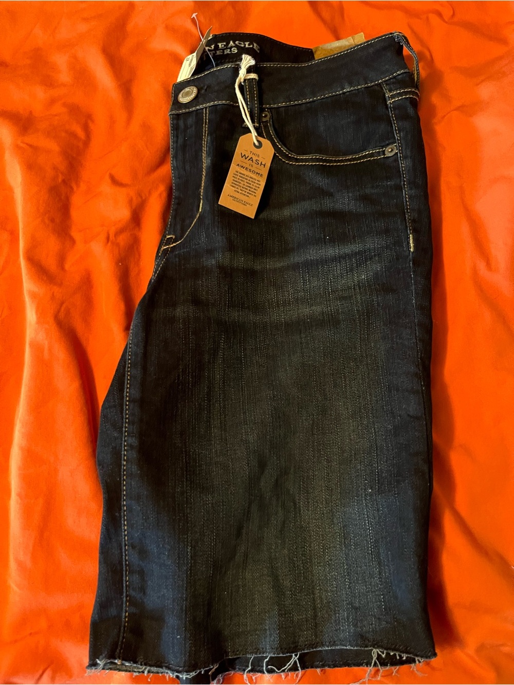 American Eagle Outfitters Indigo Dark Blue skinny Denim Bermuda Shorts - Picture 2 of 4